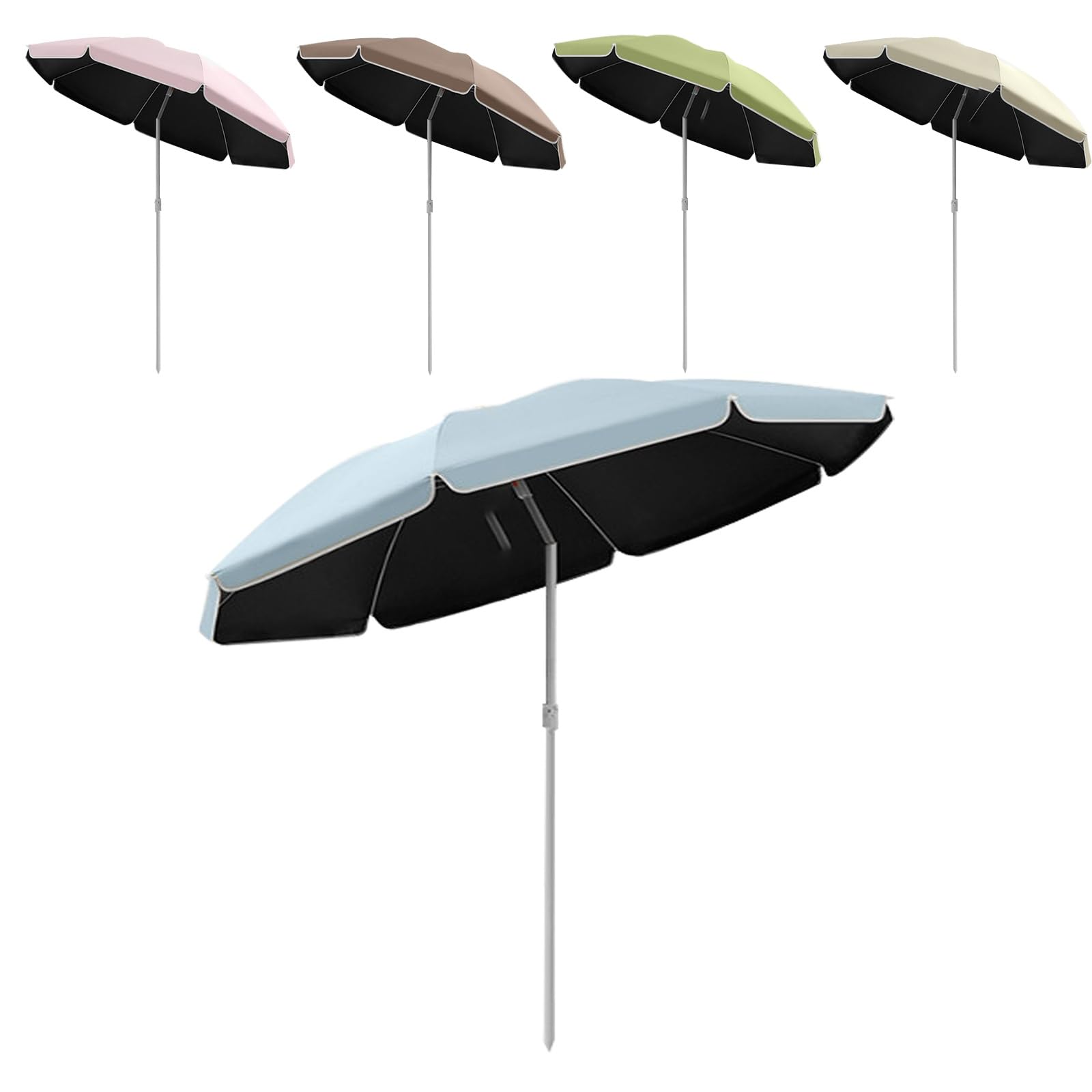 BVDHASDBT Outdoor Table Umbrella,Lighted Patio Umbrella,Portable Garden Parasol，Fishing umbrella，Windproof， Garden Beach Pool Backyard Natural Color(Apricot,1.8m)