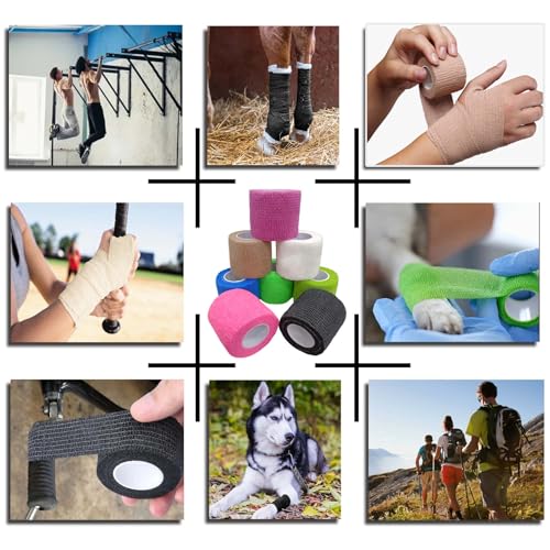 8 Rollen Selbstklebender Verband Bandage, 5cm*4,5m Verband Selbstklebend, Elastischer Fixierbinde Haftbandage Kohäsive Bandage Elastische Binde für Sport Vet Wrap Pet für Katze,Hund,Pferd