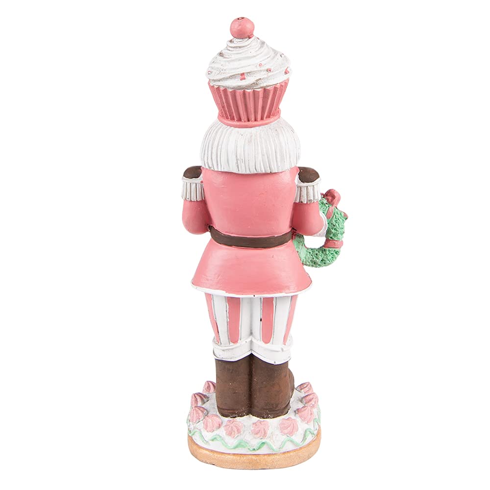 Clayre & Eef Figur Nussknacker 24 cm Rosa Polyresin Weihnachtsdekoration