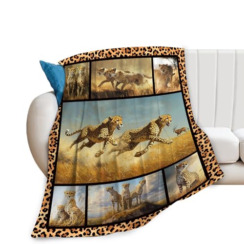 Gepardendecke, superweich, warm, Leoparden-Fleece, Überwurf, Geschenke für Damen und Herren, gemütlich, flauschig, Plüsch, Gepardenstoff… – Ansicht 2