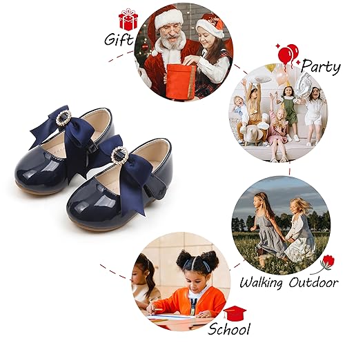 Image of PHIRAMIN Toddler Flower Girl Dress Shoes - Little Girl Mary Janes Flats Wedding