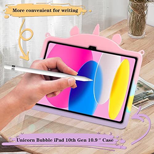 Wesadn For Ipad 10Th Generation Case 2022 With Kickstand Lanyard Keychain Silicone Fidget Bubble Case For Girls Women Cute Rainbow Pop Protective Tablet Cover For Ipad 10Th Gen 10.9 Inch 2022 #TOP6