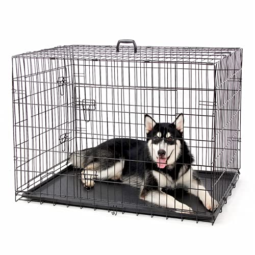 Jaula plegable de metal para perros para mascotas medianas y grandes, fácil de limpiar y portátil, ideal para uso en interiores y exteriores