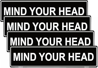Haobase 4 Pcs Mind Your Head Sign Sticker- 20 cm x 5 cm - Self Adhesive Vinyl