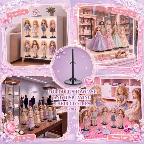 Image of Menkxi 100 Pcs Acrylic Doll Stand Display Holder Ideal Support for Dolls Action Figure Stand with Adjustable Waist Clip for 9, 10, 11 Inch Tall (Black)