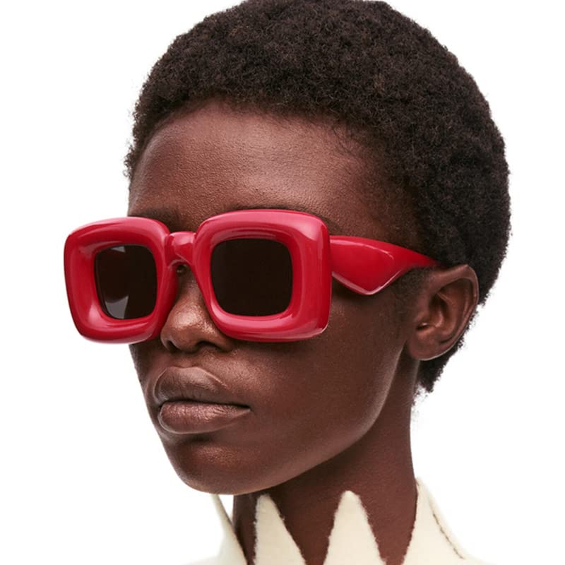 Cute Square Inflated Sunglasses for Women Men Chunky Candy Color Glasses Y2K Hip Hop Punk Shades2