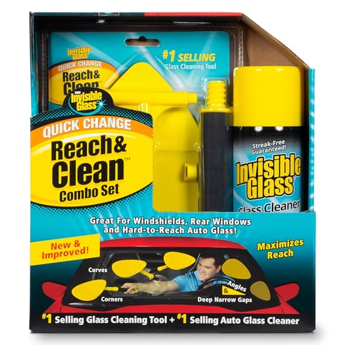 Image of Invisible Glass 99031 Reach & Clean Glass Windshield Cleaner Tool Combo Kit With Premium Aerosol Cleaner, Extendable Handle, (2) Reusable Quick Change Microfibers, and Storage Bag 19 Ounce (Pack of 6)