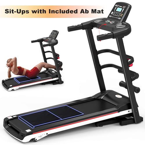 Image of Ksports Foldable 16.5 Inch Cardio Fitness Portable Treadmill with Bluetooth Connectivity, LCD Display, and Tracking Apps for Home Gym Equipment, Black