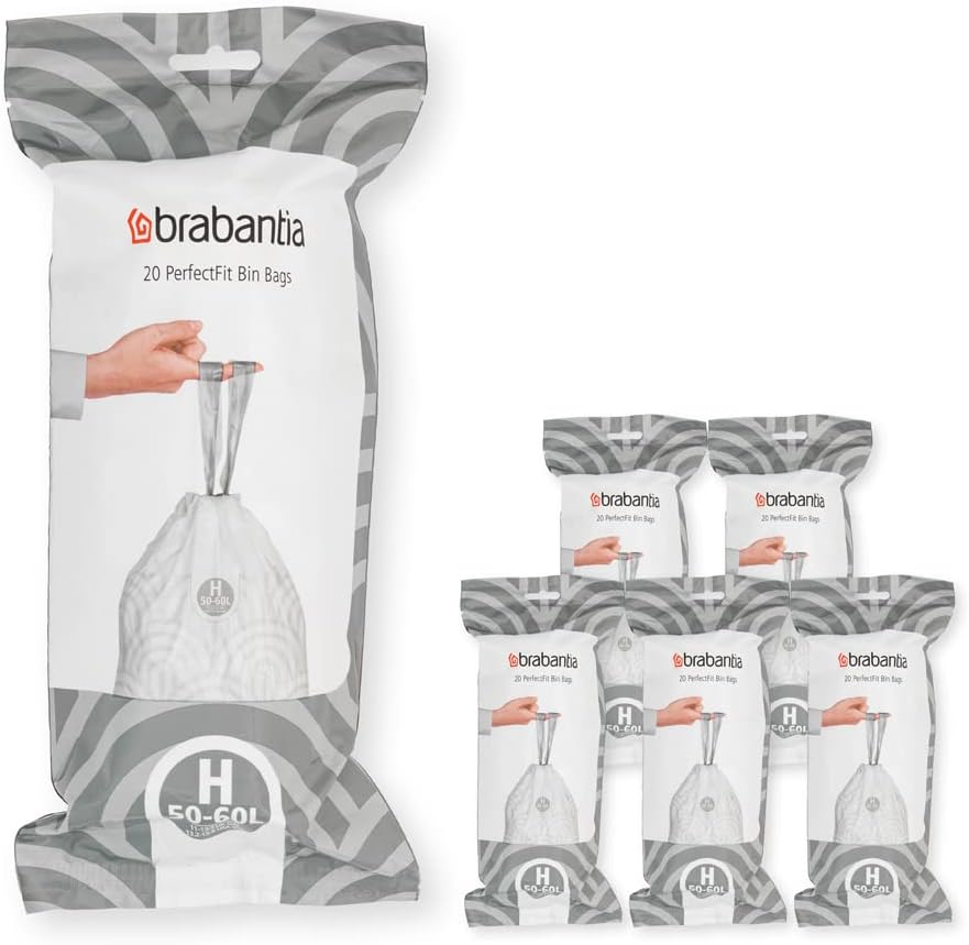 Brabantia PerfectFit Bin Liners, Size H, 5060 L 30 Bags Brabantia