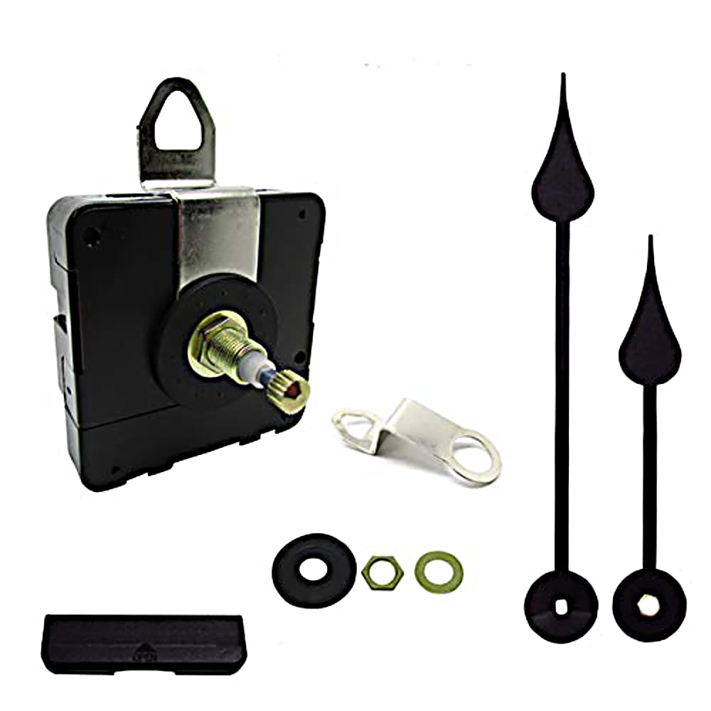 Dans Clock Shop 150Mm Black New Or Replacement Battery Operated High Torque Ticking Japanese Quartz Mechanism Movement Motor Outdoor Wall Clock Long Metal Hands Diy Repair (, 20Mm Shaft - Non Ticking Sweep)