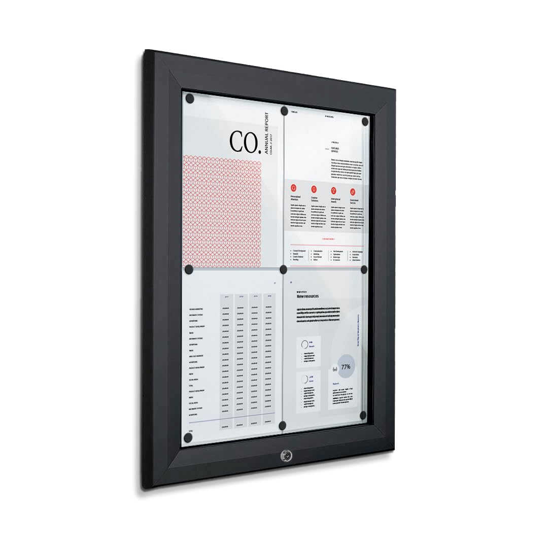 Danieli | Bacheca Certificata per Esterno 50x70 IP56, Vetro di Sicurezza, Ermetica e Antincendio |In Alluminio Colore Antracite, Magnetica con 2 Chiavi | Per Muri e Ringhiere (4xA4)