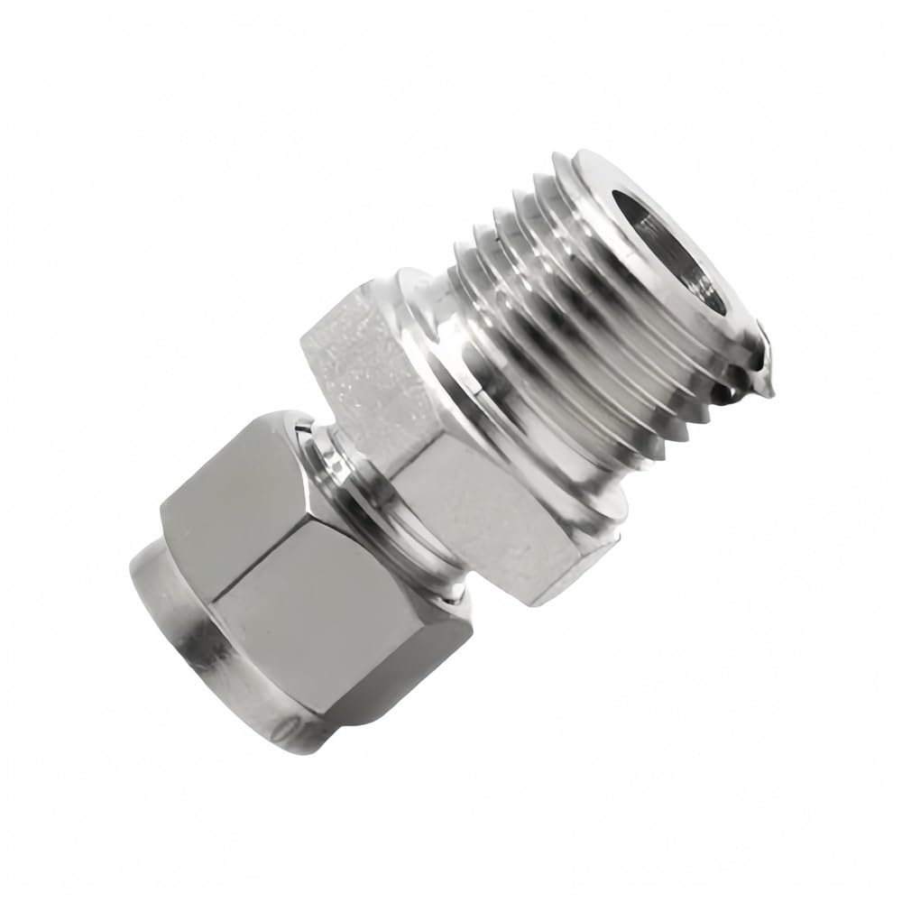 Coal2toalpw One Color 304 Stainless Steel Compression Double Ferrule Union Adapter - Durable Metal Connector For Secure Fittings(8Mmx1/2Inch)