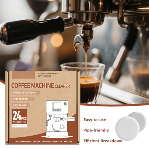 HI FINE CARE Coffee Machine Cleaner Tablets, Powerful Descaling & Deodorizing for All Coffee Makers, Espresso Machines & Single-Serve Devices, 24 Pack Effervescent Cleaning Tablets, 0.17 oz
