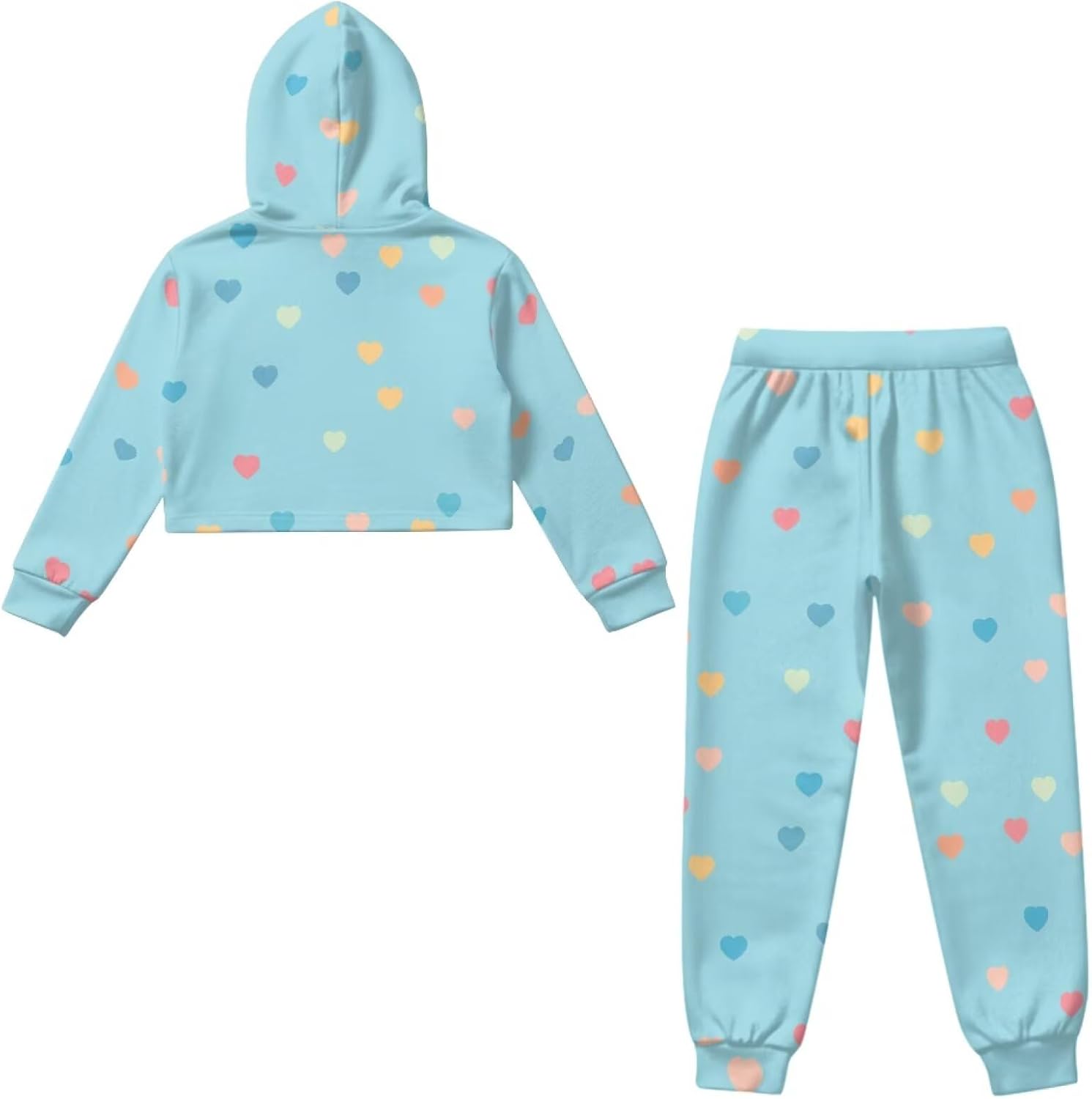2 Piece Track Suit for Girls Long Sleeve Hooded Sweatshirt & Jogger Pants Short Tops Sports Sweatsuit Aged 4-13