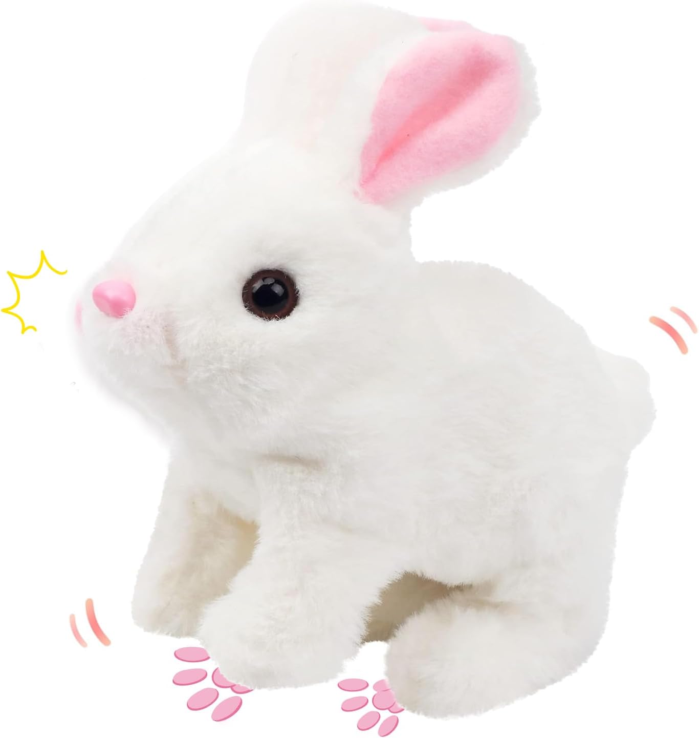 Plush Interactive Toy,Hopping Rabbit Interactive Electronic Pet Plush Bunny Toy with Sounds and Movements,Animated Walking Wiggle Ears Twitch Nose Gift for Toddlers Birthday,Companion Animal for Kids