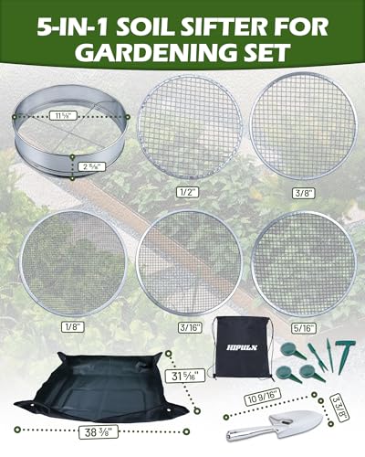Set tamiz de suelo 5 en 1 con mallas inox y pala miniatura 3