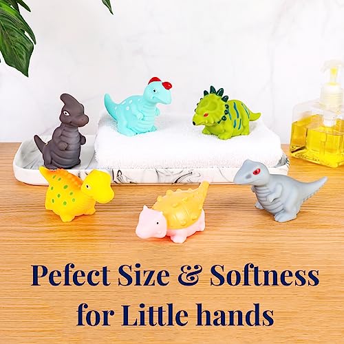 Mold Free Dinosaur Bath Toys For Toddlers/ Infants/ Babies, No Hole No Mold Bathtub Toys (6 Pcs With Storage Bag) #TOP3