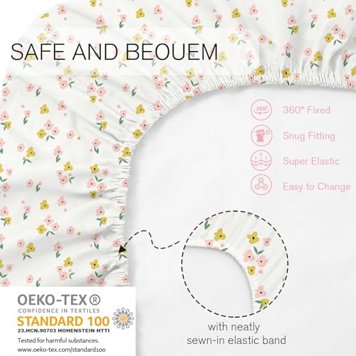 Image of Little Grape Land Bassinet Sheets 4 Pack, 33 inch x 18 inch Fitted Bassinet Sheets Up to 4 inch Deep Pocket, Ultra Soft Baby Bassinet Fitted Sheets for Bassinet Mattress, Unicorn Dreams