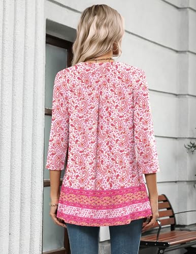 Image of Zeagoo Womens 3 /4 Length Sleeve Tops V Neck Tunic Dressy Casual Blouse