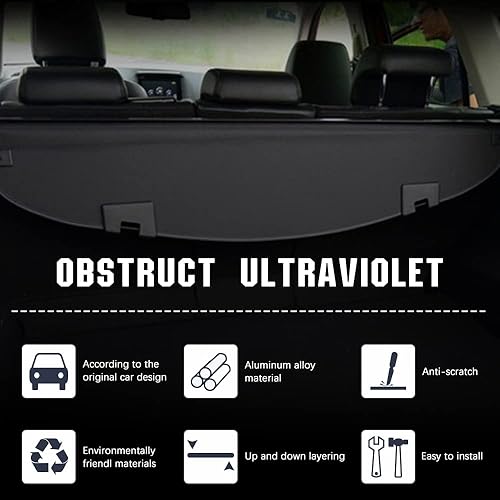 Miniatura 2 de KEDAKEJI Cubierta de carga para maletero compatible con Mazda CX-5 2017 2018 2019 2020 2021 2022 negro retráctil para maletero trasero