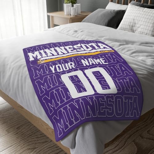Image of ANTKING Minnesota Throw Blanket for Men Women Boy Custom Name and Number Gifts