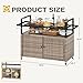 DWVO XL Outdoor Storage Cabinet,Patio Storage Table with Glass Top, Bar Table with Wheels,Outdoor Bar Cart for Patio, Poolside and Backyard,Light Brown