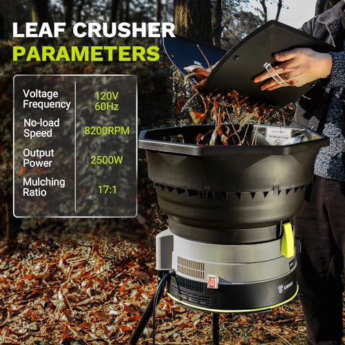 Image of Electric Leaf Mulcher /Shredder: DEKOPRO 15-Amp 8200RPM Motor for 17:1 Reduction Ratio, Adjustable Control Dia with Leaf Scoops Spade and 20 Cutting Lines