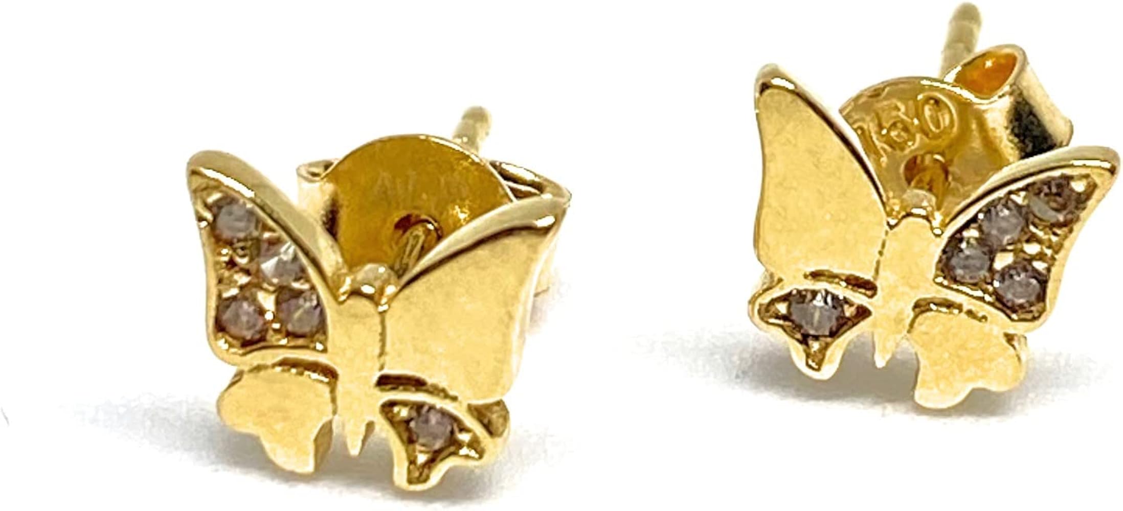 Boucles D'oreilles Anciennes En Or 18 Carats Avec Zircons - Occasion