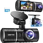 Dash Cam Front and Rear, 1080P Dash Camera for Cars, 3 Channel Car Camera Front Rear and Inside with 32GB Card, Loop Recording, Night Vision, HDR, 24Hr Parking, G-Sensor
