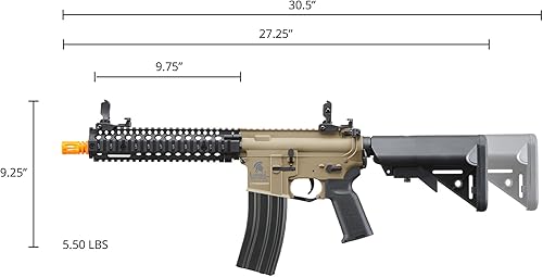 Miniatura 5 de Lancer Tactical Gen 2 Rail Raider de metal M4 Airsoft AEG Rifle de alta velocidad Mid Mag- batería de 9.6 V Nimh de 1600 mAh, cargador de pared y