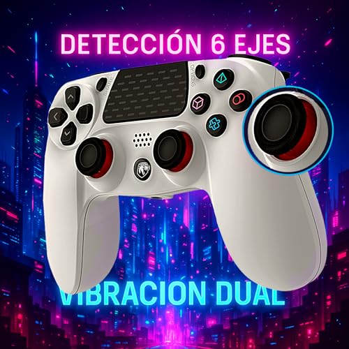 Gamepad inalámbrico ergonómico con doble vibración y panel táctil blanco 6