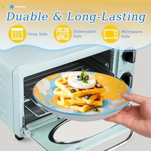 Dinner-Plates-Set-of-48-Inch-Ceramic-Plate-for-Dessert-Salad-and-AppetizerMicrowave-Dishwasher-Safe-Dinnerware-with-Colorful-Floral-Leaf Dinner Plates Set of 48 Inch Ceramic Plate for Dessert Salad and AppetizerMicrowave Dishwasher Safe Dinnerware with Colorful Floral Leaf