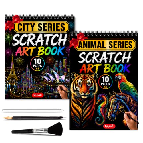 Image of 2-Pack Animals & City Scratch Art Book for Adults
