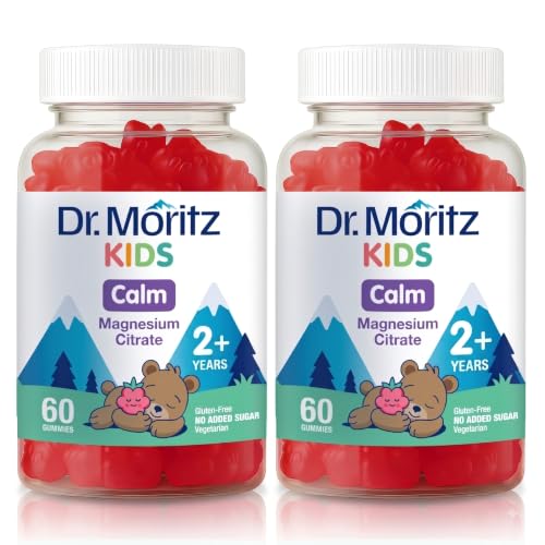 Image of DR. Moritz Sugar-Free Calm Magnesium Gummies for Kids and Adults - Non-GMO Magnesium Citrate Gummies - Raspberry Flavor - 2-Pack (60 Count)