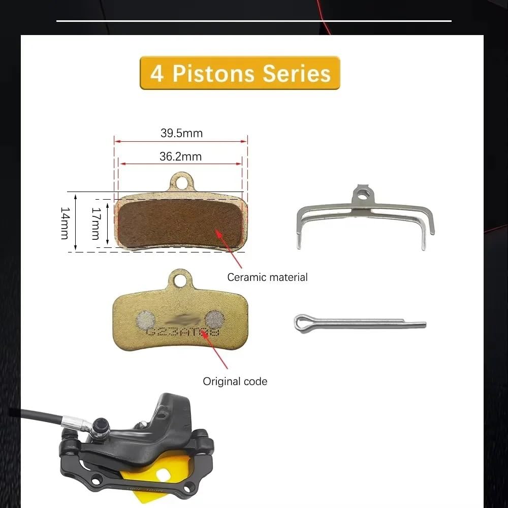 Pastillas de Freno de A5-D de Y-5 de 2/4 pistones, Freno de Disco hidráulico de cerámica for Piezas de Pinza de Patinete eléctrico e-Bike(4-Pistons 8 Pairs)