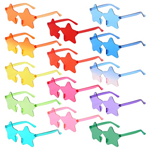 Matcheck 14 Star Shaped Rimless Sunglasses Transparent Candy Color Glasses Irregular One Piece Fun Party Eyewears Teen Adult