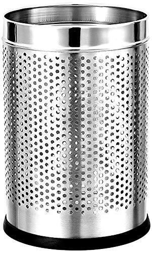 Image of Stainless Steel Perforated Open-Top Dustbin (Silver, 8x12 inch, Made in India, 7 L)