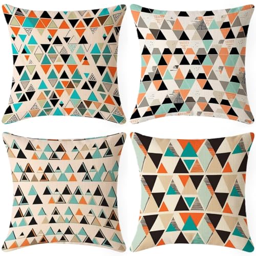 Fundas Cojines Colour Funda Cojin 80x80cm 4 Piezas, Lino Cojines para Sofa, Cuadradas Cushion Covers Decoracion con Cremallera Invisible para Decoracion Oficina Sofá Cama Exterior Patio Hogar B4-A