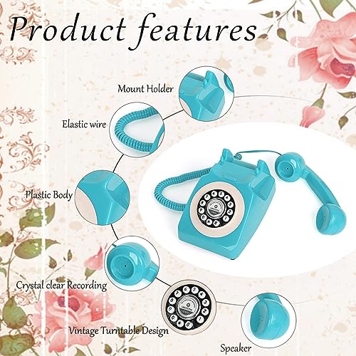 Image of Audio Guest Book Wedding Phone, Record Customized Audio Message with Guest Book Retro Phone Audio GuestBook for Wedding Birthday Party Confession Audio Message Voicemail (Blue)