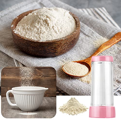Foto von iYInJuan Mehlsieb Puderzuckerstreuer Küchensieb, Puderzucker Shaker Sieve, Staubzuckerstreuer Puderzuckermühle für Schokopulver Mehl Gewürz Küche Backen, Rosa