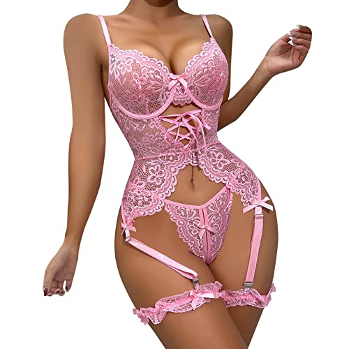 Soutien-Gorge Dentelle Rose XL Ensemble Lingerie Femme Sexy