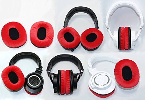 ATH-M50-PADS-VELVET-RED - One Pair - Fits ATH-M20x,ATH-M30x,ATH-M40x,ATH-M50,ATH-M50s,ATH-M50RD,ATH-M50WH,ATH-M50x,ATH-M50xBL,ATH-M50xWH,ATH-M50xDG,ATH-M50xMG,ATH-MSR7NC,ATH-MSR7BK,ATH-MSR7BK