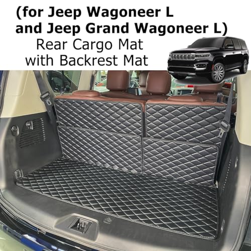 7DEEKEI for 2022-2026 Jeep Wagoneer L/Jeep Grand Wagoneer L Trunk Mat and Rear Backrest Mat Cargo Liners All Weather Anti-Slip by 7DEEKEI - Image 3