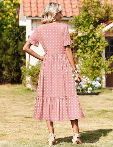 Image of Zeagoo Womens Summer Dresses 2026 Casual Midi Dress Flowy Sundress Ruffle Short Sleeve Tiered Dresses A Line Boho Dress