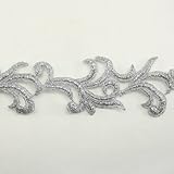 Silver Metallic Floral Flower Lace trim by the yard - Bridal wedding Lace Trim wedding fabric Millinery accent motif scrapbooking crafts lace for baby headband hair accessories dress bridal accessories by Annielov trim #71