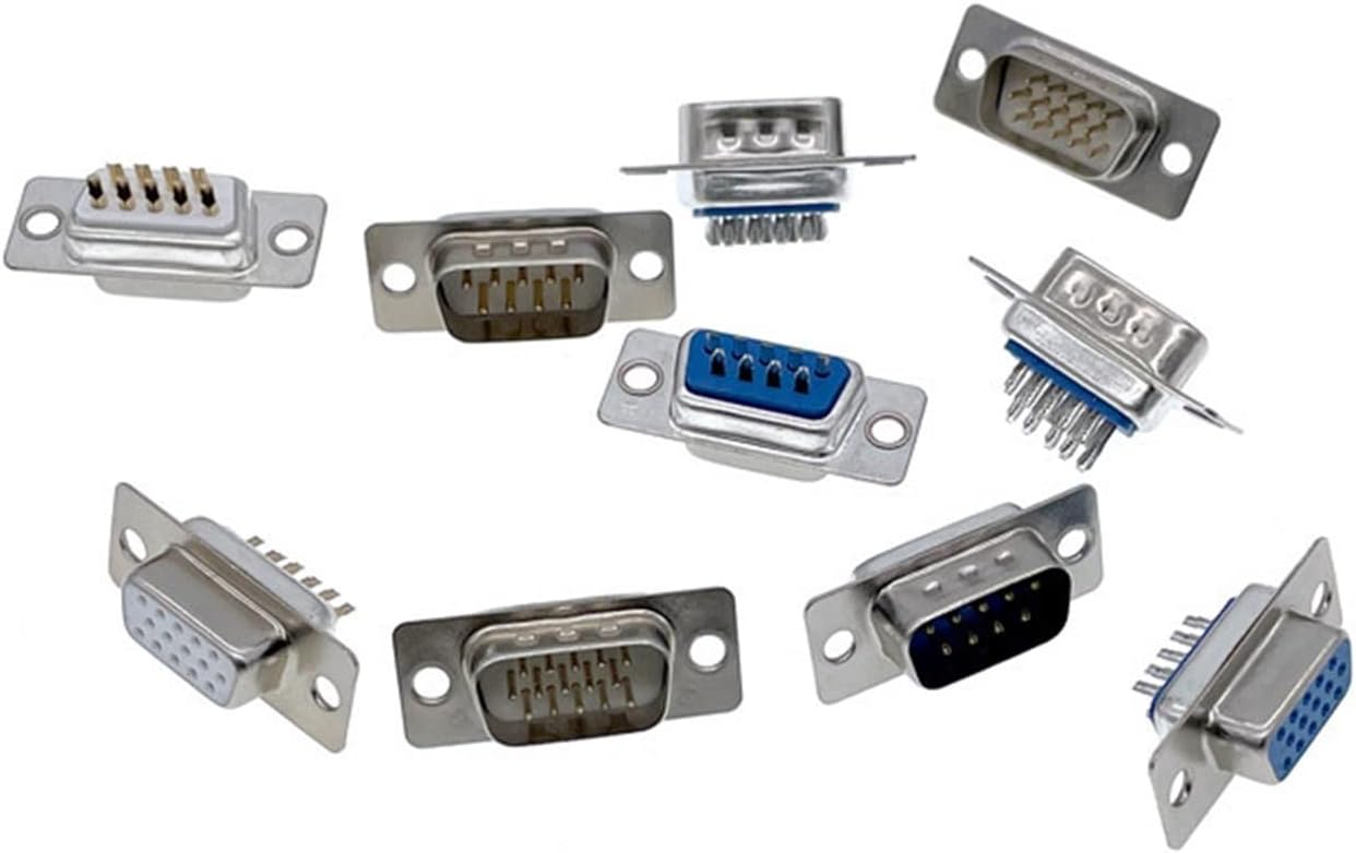 DB9 Connector Core VGA Pl9pin Port Socket Female Male D Type Adapter D SUB DB15 10Pcs(DB15 Male Golden)