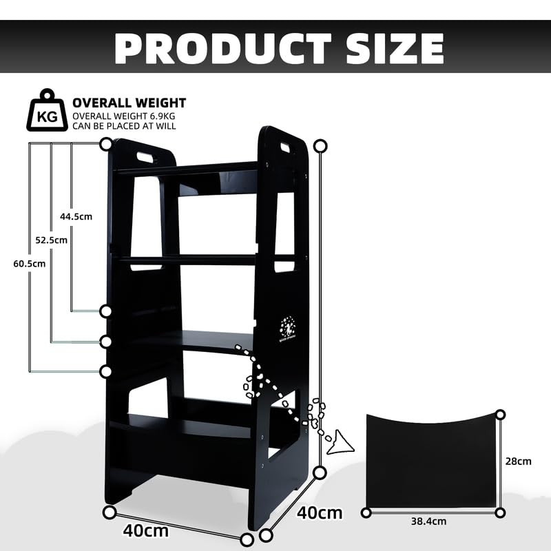 Kiddy dreams Torre di Apprendimento per Bambini Sgabello da cucina per bambini learning tower montessori con ripiani regolabili