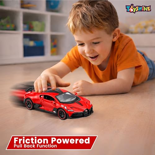 Image of Toyshine 1:32 Scale Die Super Fast Racing Model Car with Music and Lights Along with Pull Back Function Opening Doors Feature for Kids Boy Girl 3+, Red