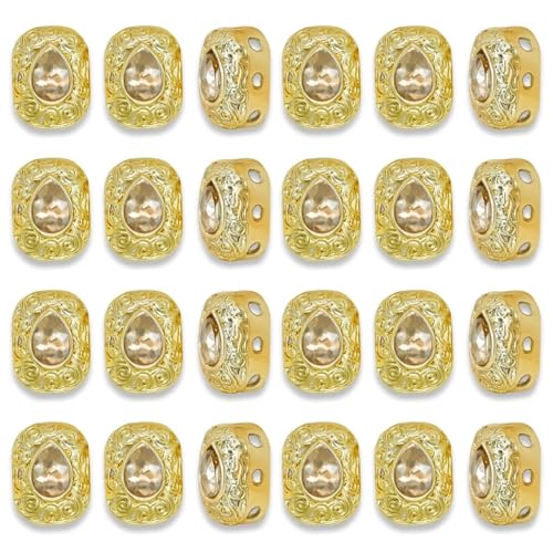 Image of Satra Tarders Meenakari Kundan Beads for DIY Jewellery Making Rakhi Making | Size : 13mm | Qty : 12pcs | Golden