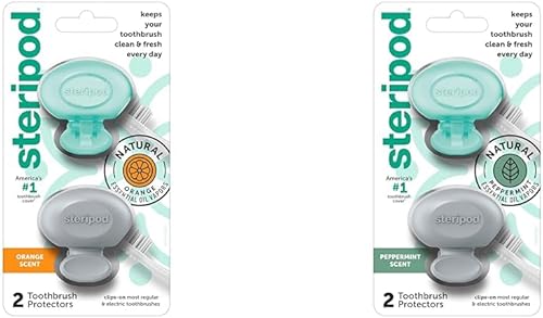 Miniatura 5 de Steripod Protector de cepillo de dientes con clip con aceites esenciales de menta, mantiene el cepillo de dientes fresco y limpio, se adapta a la
